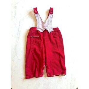 Bright Red and White Vintage Carters Baby Overalls | vintage baby clothes